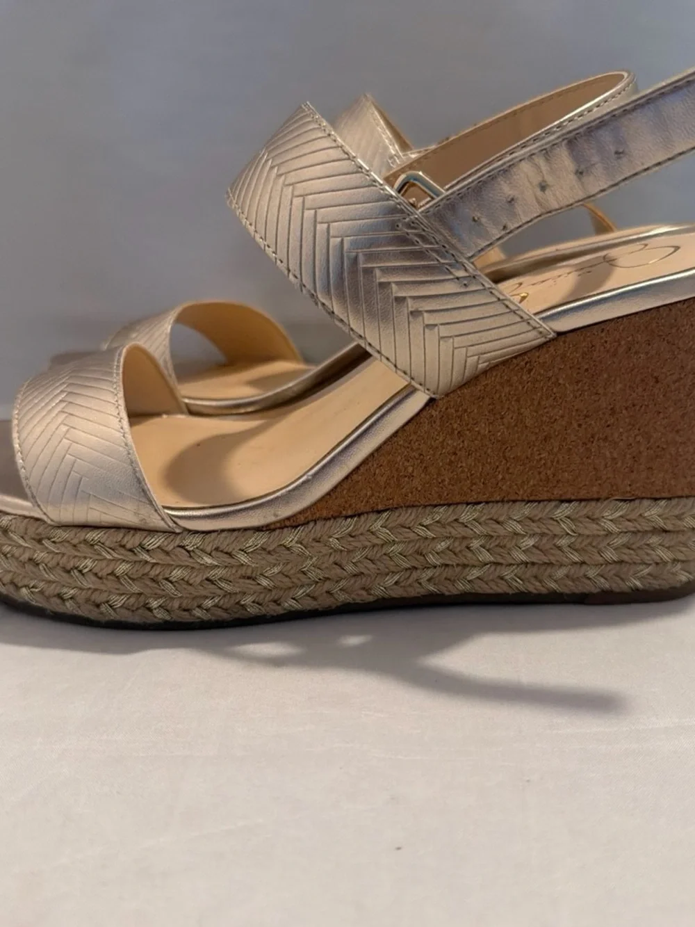 Jessica Simpson Metallic Gold Wedge Sandals